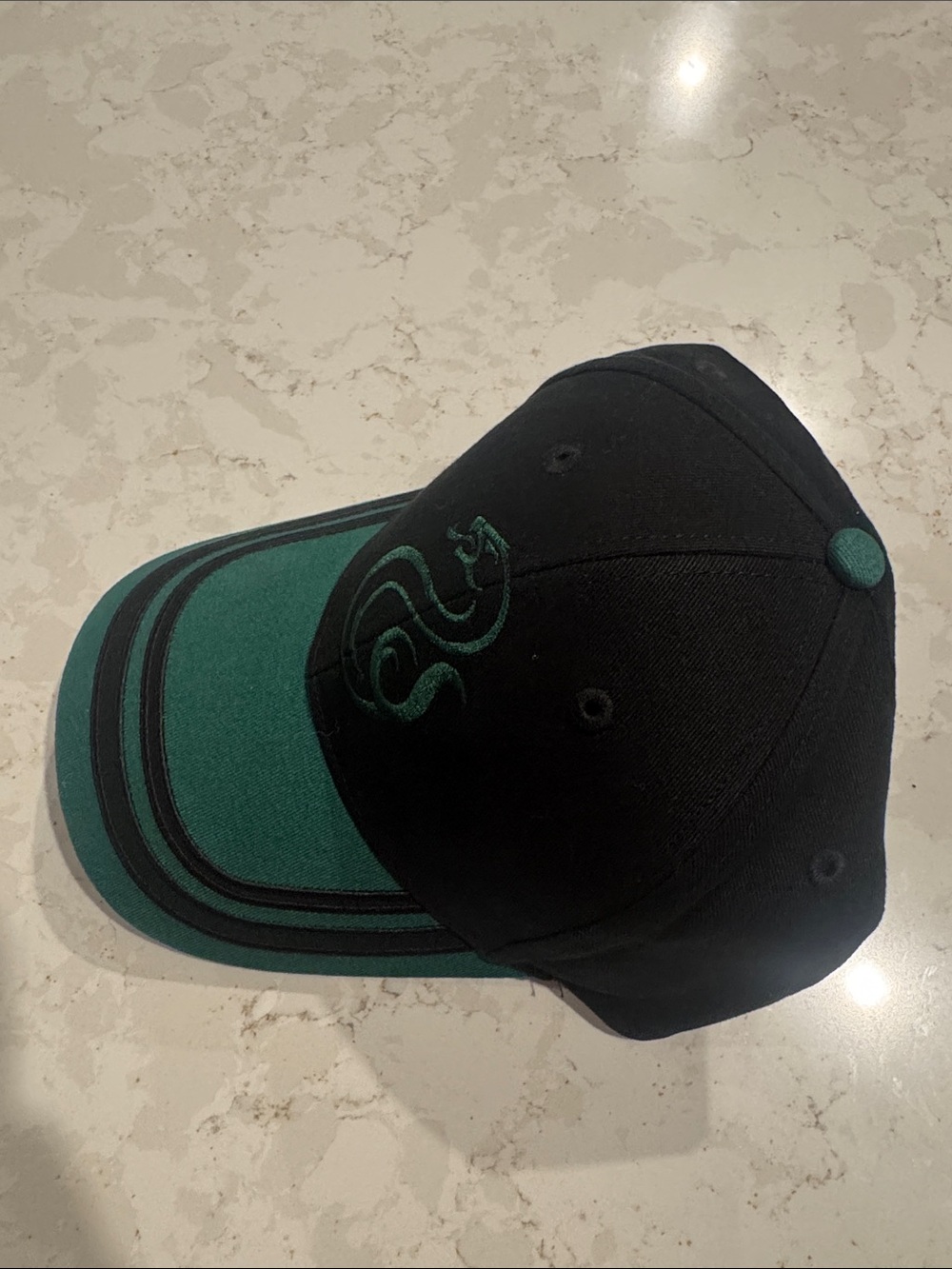 Black and Dark Green Embroidered Slytherin House Baseball Cap - Picture 4 of 4